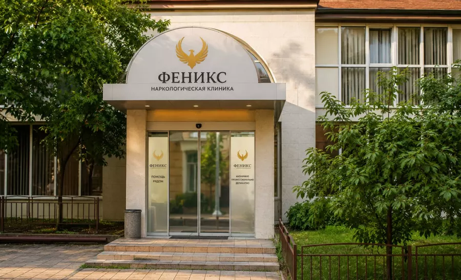 Вход в наркологическую клинику «Феникс» в Прохладном